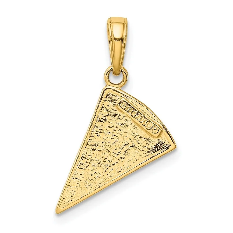 gothic style necklace for men -Diamond2Deal 14K Yellow Gold Enameled Pizza Slice Pendant (0.03ct, L- 24 mm, W- 12 mm)