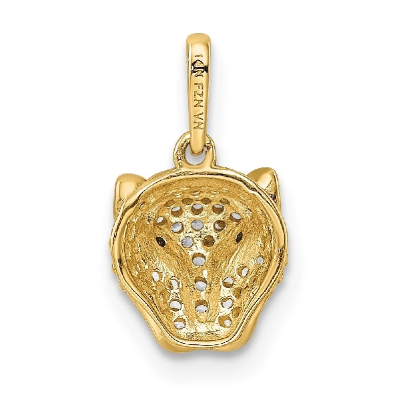 simple necklace for special occasions -Diamond2Deal 14K Yellow Gold Green and White Cubic Zirconia Lioness Head Pendant (L-10mm, W-9mm)