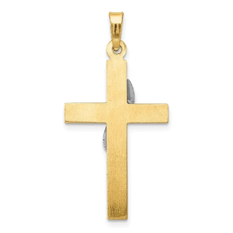 spiritual necklace for women -Diamond2Deal 14K Yellow Gold Hollow Cross Pendant (L- 33 mm, W- 16 mm)