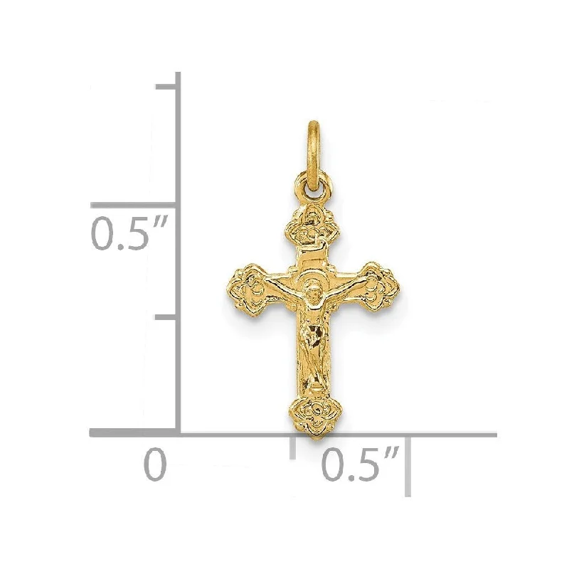 contemporary pendant necklace for women -Diamond2Deal 14K Yellow Gold INRI Hollow Crucifix Pendant