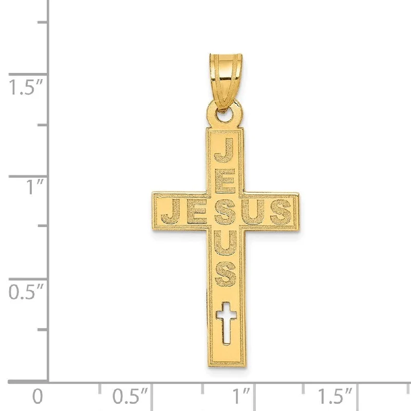 turquoise necklace for men -Diamond2Deal 14K Yellow Gold Laser Cut JESUS Cross Charm and Pendant