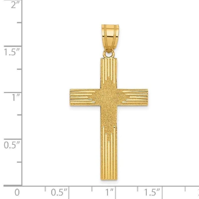 casual necklace for men -Diamond2Deal 14K Yellow Gold Laser Designed Cross Pendant (L- 41 mm, W- 22 mm)