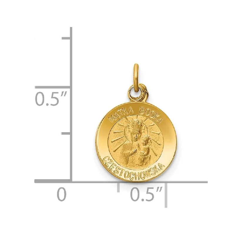 minimalist diamond necklace -Diamond2Deal 14K Yellow Gold Matka Boska Medal Pendant (L- 16.5 mm, W- 11.3 mm)