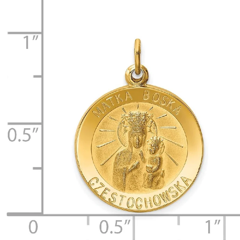 personalized pendant necklace for moms -Diamond2Deal 14K Yellow Gold Matka Boska Medal Pendant (L- 25 mm, W- 19 mm)