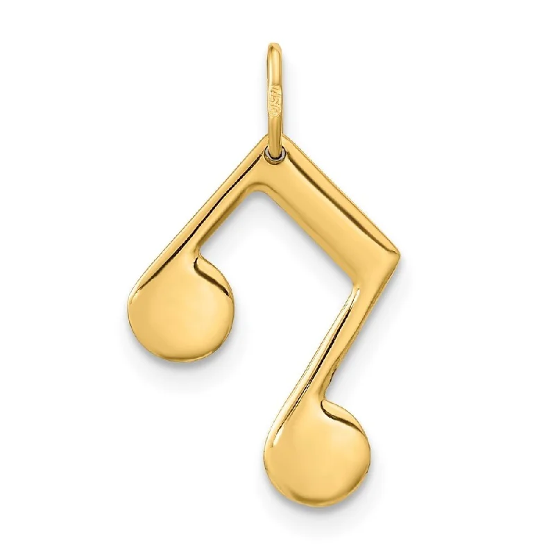 turquoise necklace for men -Diamond2Deal 14K Yellow Gold Music Note Pendant (L-14mm, W-13.75mm)