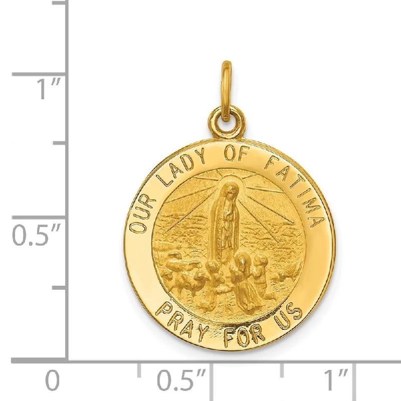 geometric necklace for women -Diamond2Deal 14K Yellow Gold Our Lady of Fatima Medal Pendant (L- 26.5 mm, W- 19.25 mm)