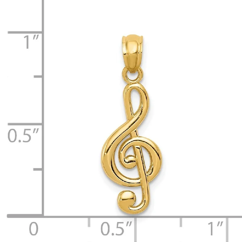 long necklace for layering -Diamond2Deal 14K Yellow Gold Polished Music Note Pendant