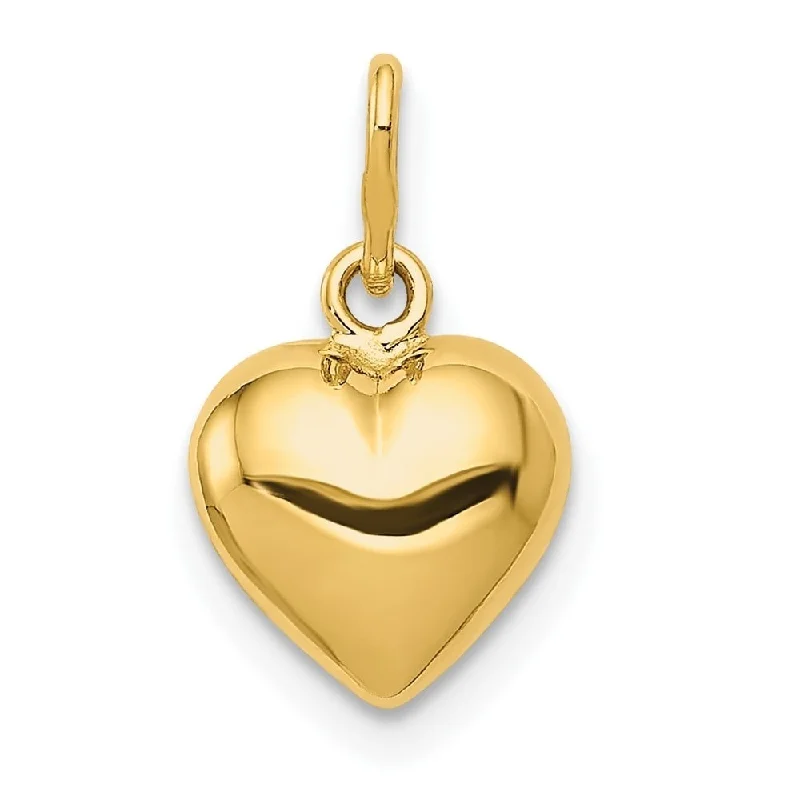 sterling silver heart pendant for women -Diamond2Deal 14K Yellow Gold Polished Puffed Heart Pendant