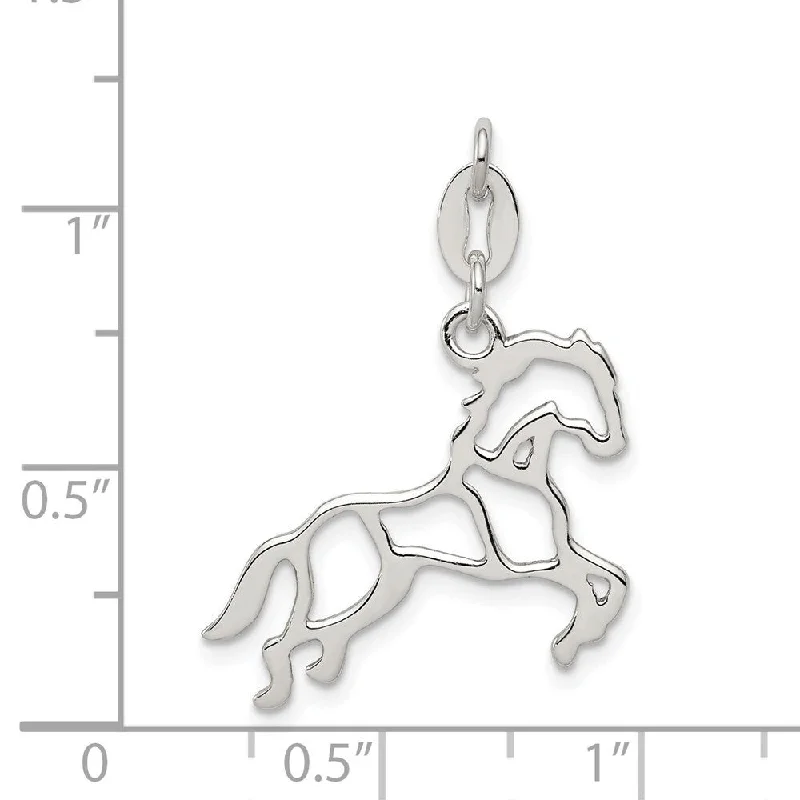 small pendant necklace for men -Diamond2Deal 925 Sterling Silver Polished Horse Pendant