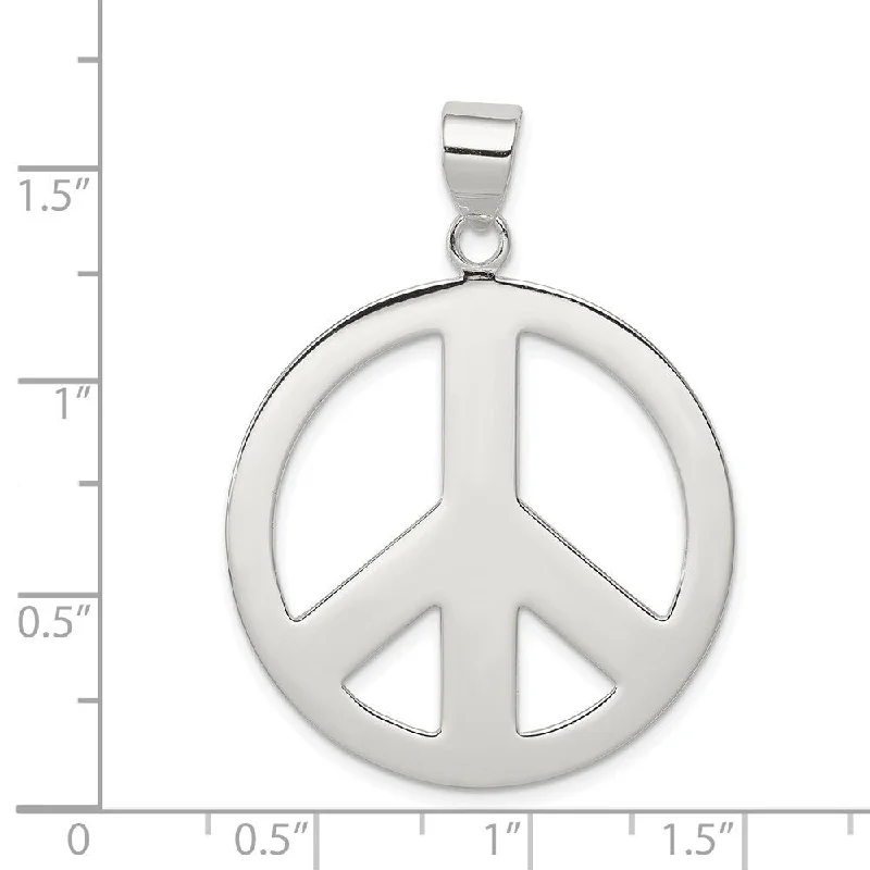 contemporary pendant necklace for women -Diamond2Deal 925 Sterling Silver Polished Peace Pendant