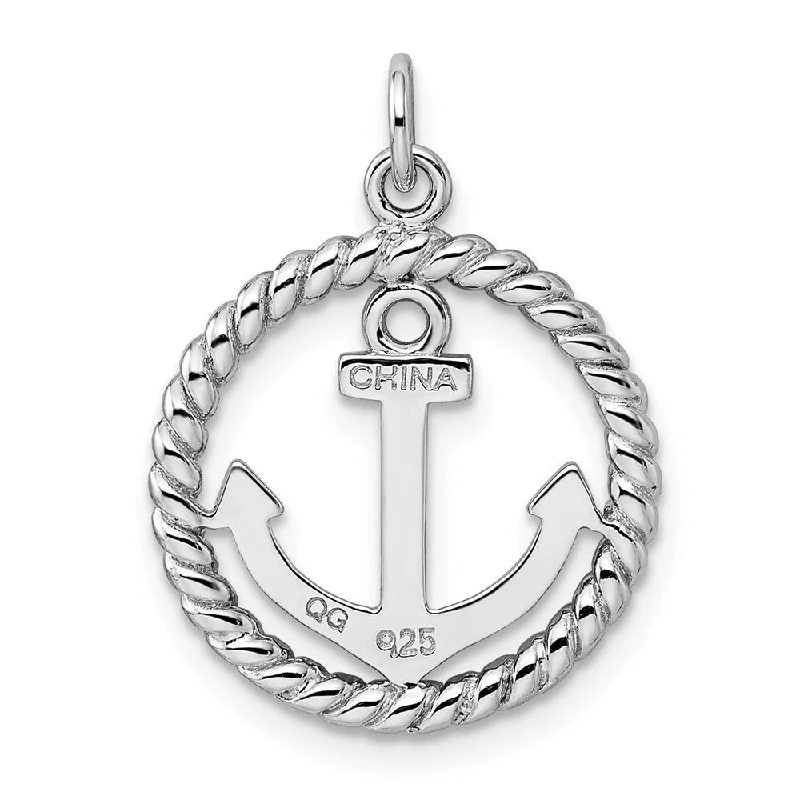 thick chain necklace for men -Diamond2Deal 925 Sterling Silver Rhodium-plated Anchor Pendant