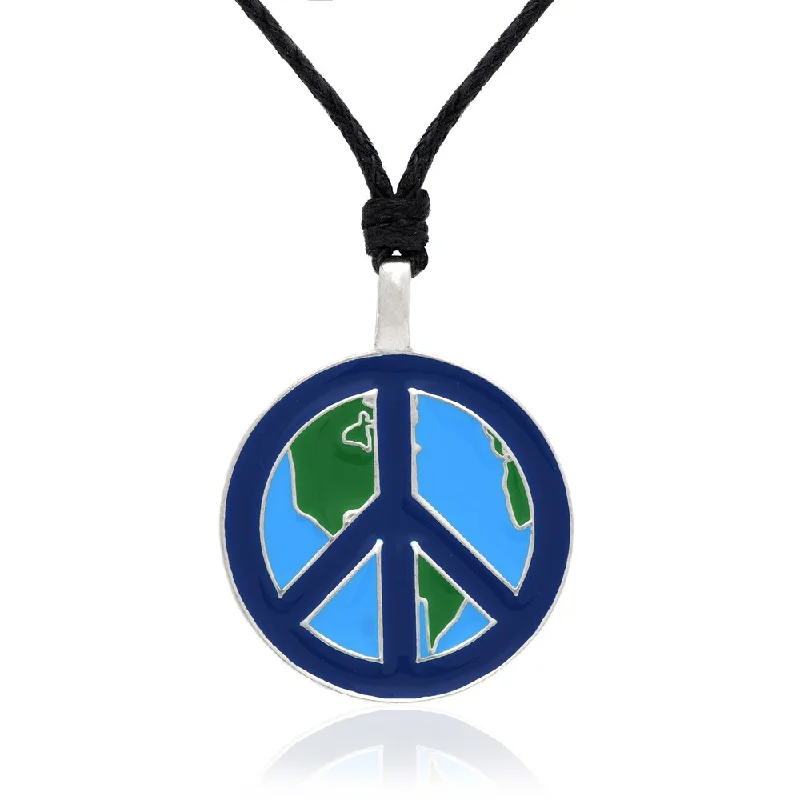 oval pendant necklace for women -Dolce Giavonna Blue and Green Enamel 'Go Green' Themed Necklace