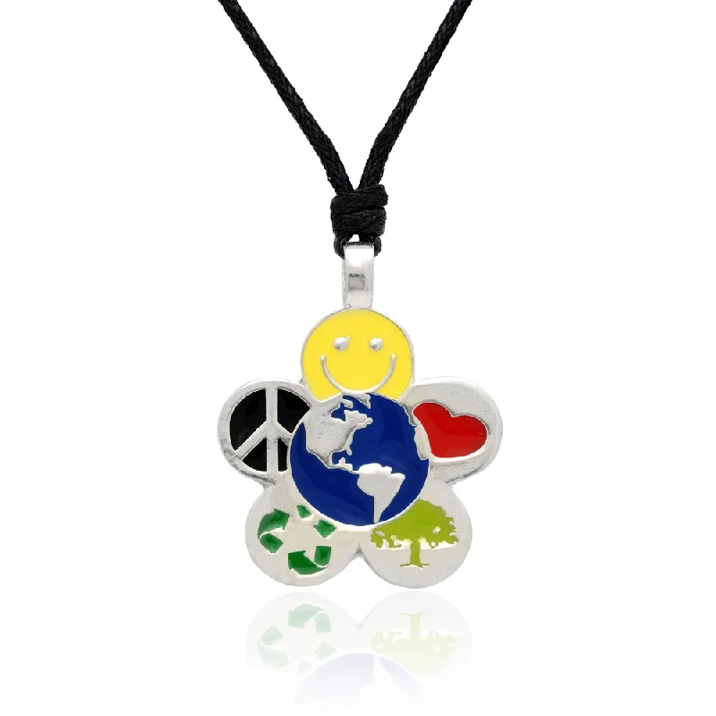 custom birthstone necklace for women -Dolce Giavonna Blue and Green Enamel 'Go Green' Themed Necklace