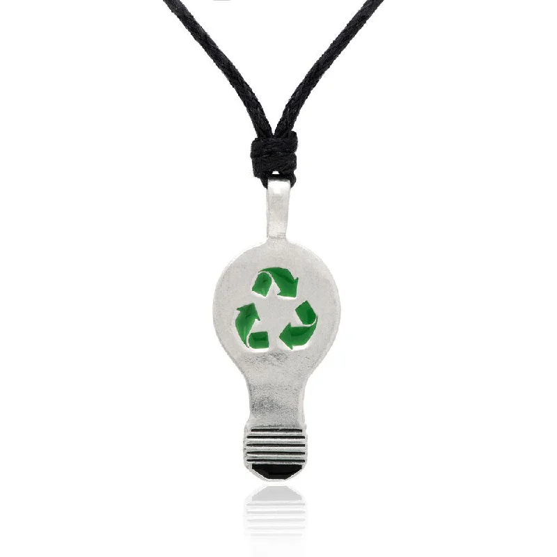 moonstone necklace for women -Dolce Giavonna Green Enamel Recycling Themed Necklace