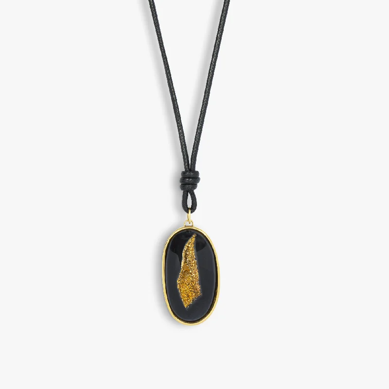 best necklace for layering -18K yellow gold Drusy Agate pendant