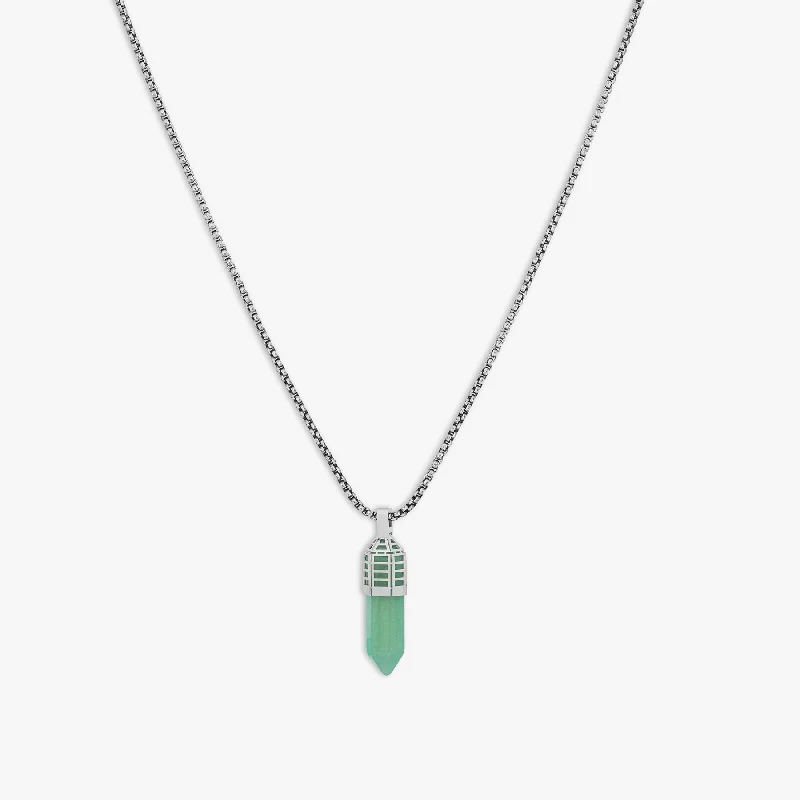 oval pendant necklace for women -Green Stainless Steel Dopamine Drop Necklace