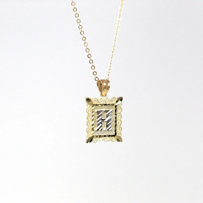 long necklace for layering -Letter "H" Charm - Estate 14k Yellow & White Gold Initial Pendant Necklace - Modern Circa 2000's Era Personalized Rectangular Fine Jewelry