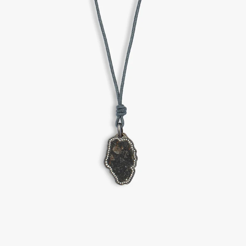 unique necklace for men -Lunar Breccia necklace with white diamonds in 18k black gold