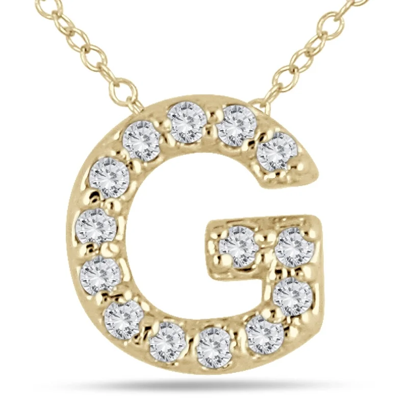 silver heart necklace for women -Marquee 1/10 Carat TW G Initial Diamond Pendant in 10K Yellow Gold