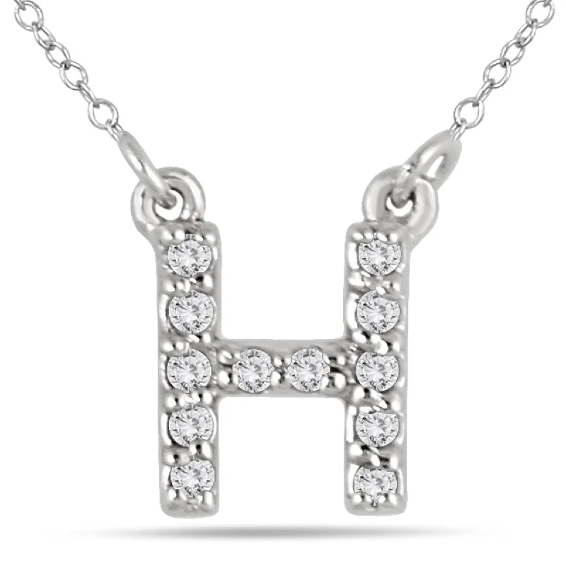 diamond tennis necklace for women -Marquee 1/10 Carat TW H Initial Diamond Pendant in 10K White Gold