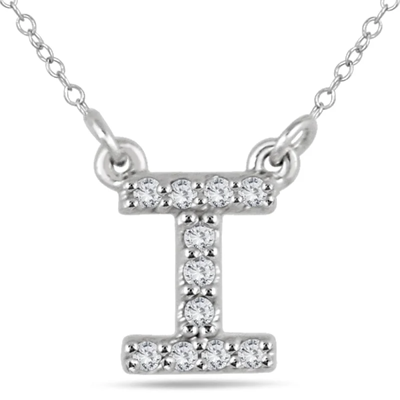 butterfly pendant necklace -Marquee 1/10 Carat TW I Initial Diamond Pendant in 10K White Gold