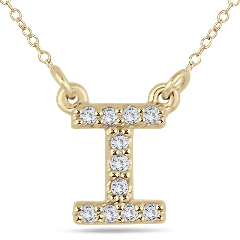 choker necklace for girls -Marquee 1/10 Carat TW I Initial Diamond Pendant in 10K Yellow Gold