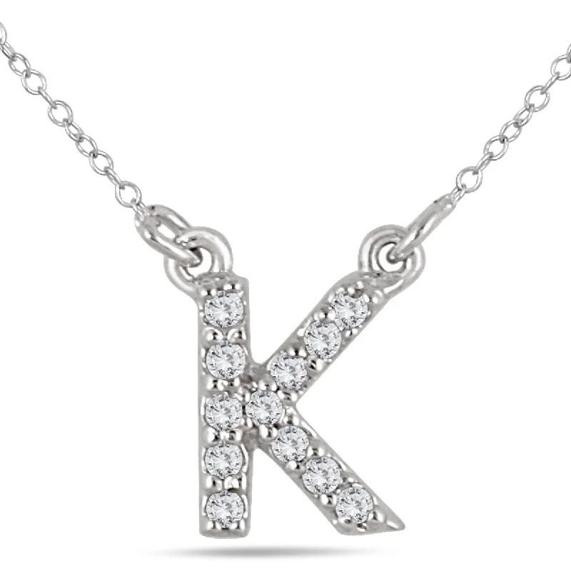 long necklace for layering -Marquee 1/10 Carat TW K Initial Diamond Pendant in 10K White Gold