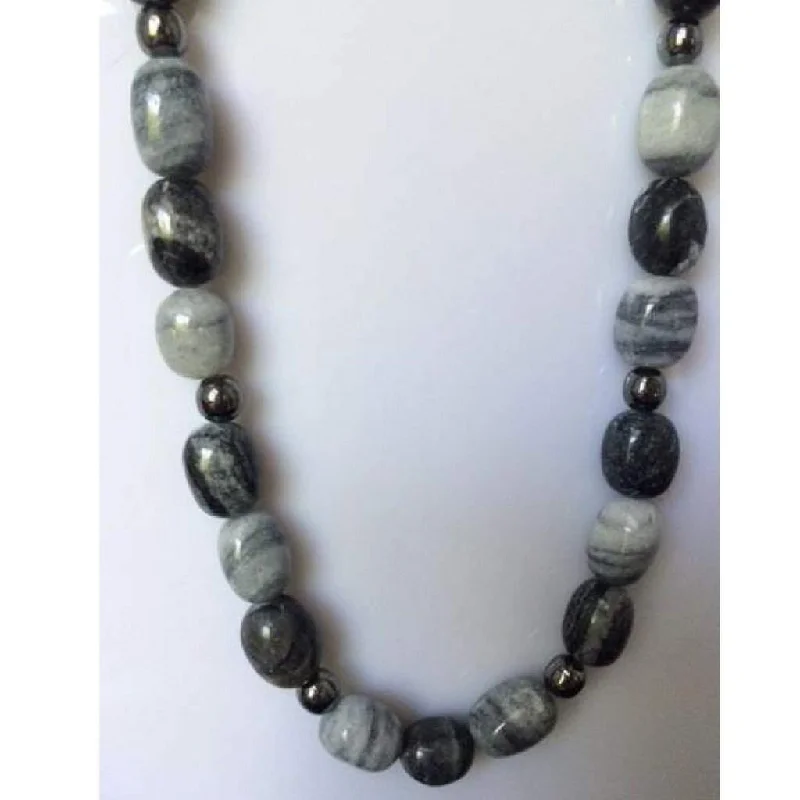 gold chain necklace for men -Mens Gray and Black Marble Stone Necklace