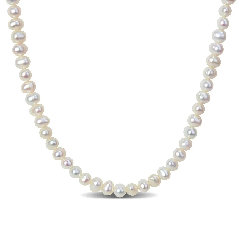 crystal necklace for weddings -Miadora 4.5-5mm Cultured Freshwater Pearl Necklace Sterling Silver Clasp-17+2 ext