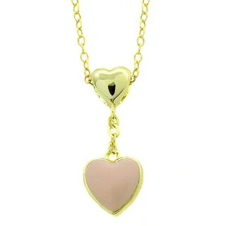 double chain necklace for men -Molly and Emma 14k Gold Children's Enamel Heart Dangle Pendant