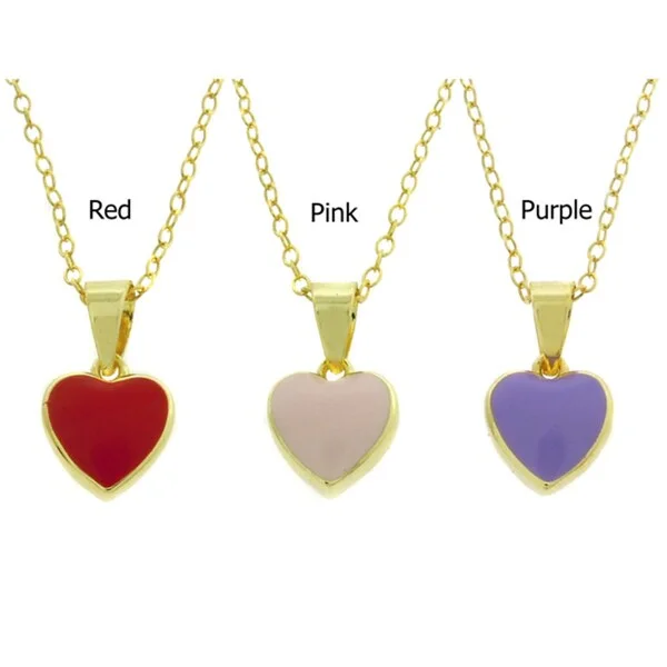 custom engraved necklace for women -Molly and Emma 14k Gold Overlay Children's Enamel Heart Necklace