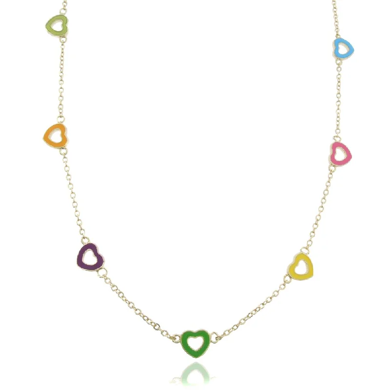 cute charm necklace for kids -Molly and Emma 18k Gold Overlay Children's Enamel Heart Necklace