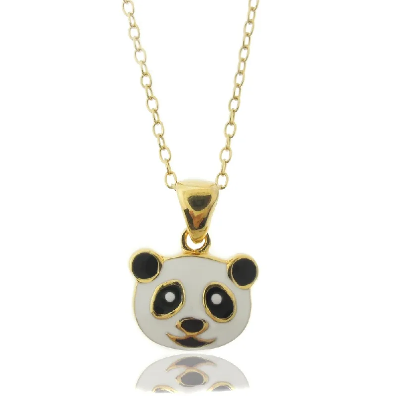 gold pendant necklace for men -Molly and Emma 18k Gold Overlay Children's Enamel Panda Necklace