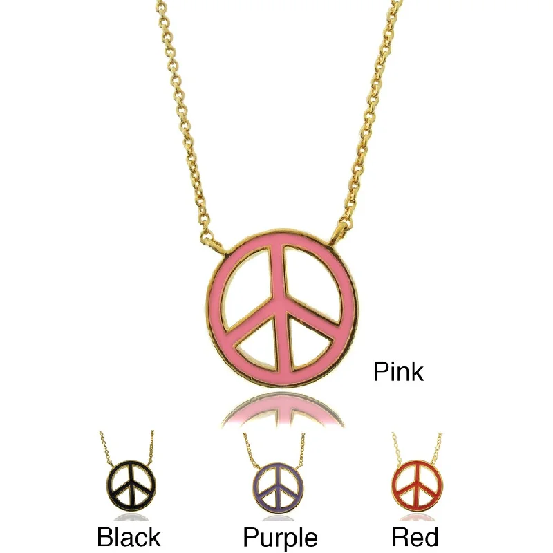 birthstone necklace for birthday gifts -Molly and Emma 18k Gold Overlay Children's Enamel Peace Symbol Necklace