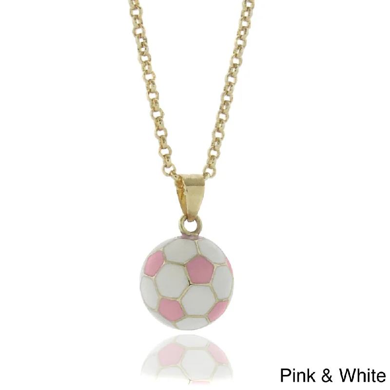 gemstone necklace for women -Molly and Emma 18k Gold Overlay Children's Enamel Soccer Ball Necklace