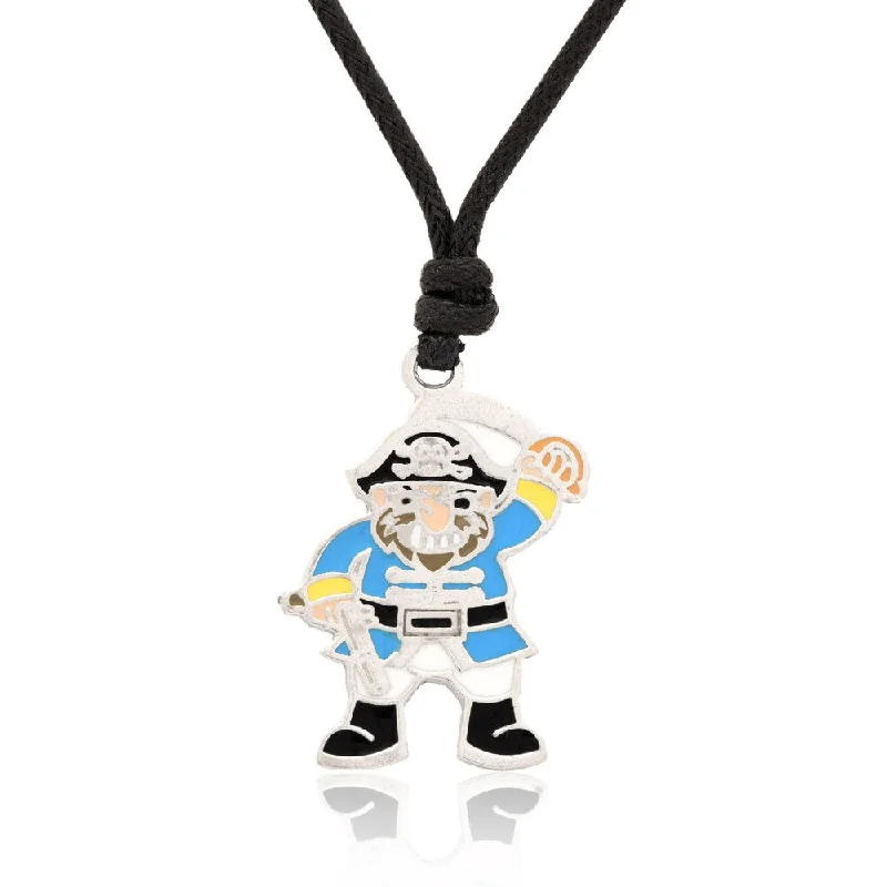 braided leather necklace for men -Molly and Emma Blue Enamel Pirate Necklace