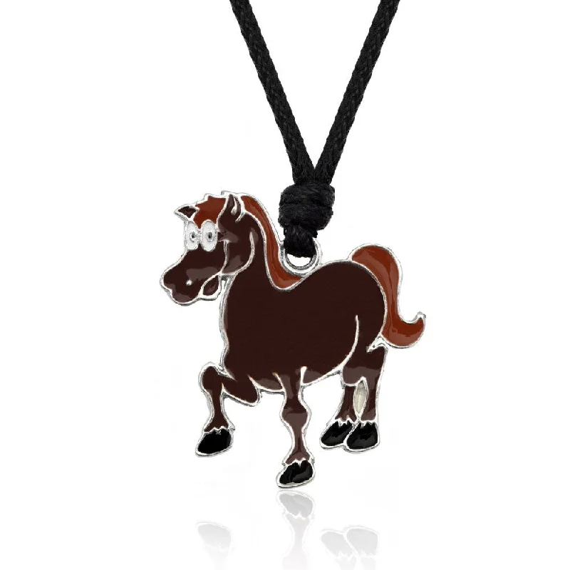 infinity necklace for couples -Molly and Emma Brown Enamel Horse Necklace