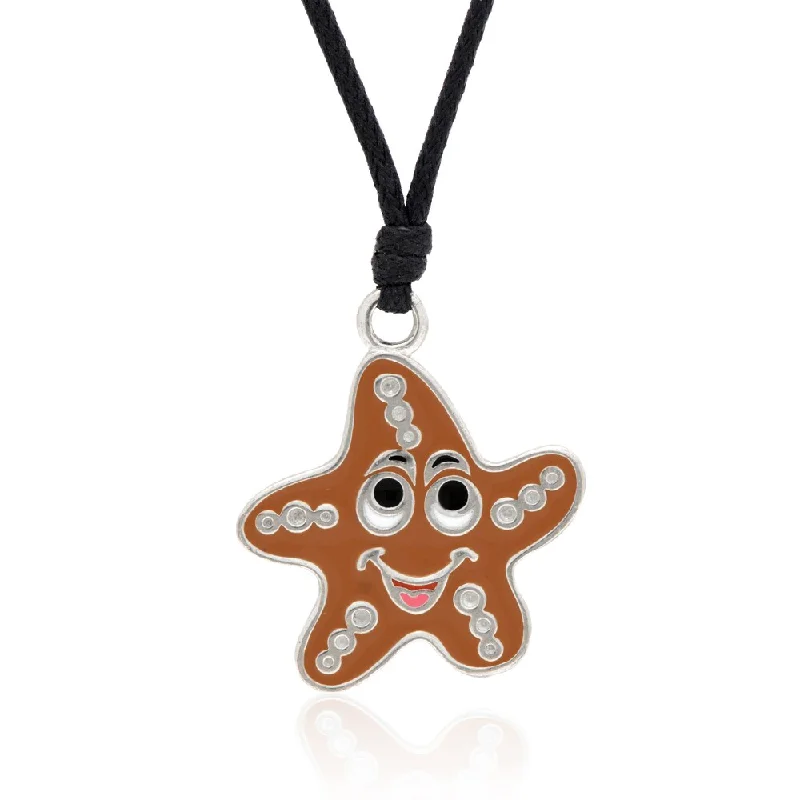 minimalist diamond necklace -Molly and Emma Brown Enamel Starfish Necklace