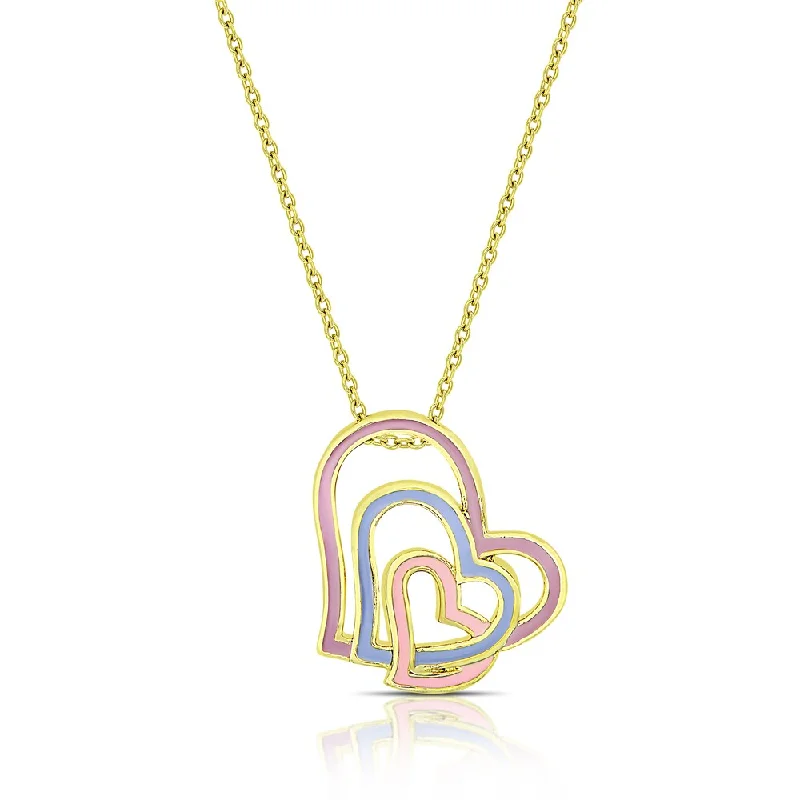 infinity symbol necklace for couples -Molly and Emma Gold Overlay Enamel Graduated Hearts Necklace