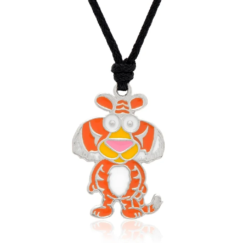 stylish choker necklace for women -Molly and Emma Orange Enamel Tiger Necklace