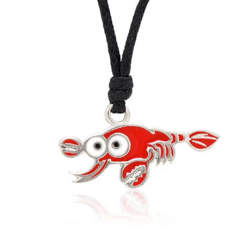 sterling silver necklace for men -Molly and Emma Red Enamel Lobster Necklace