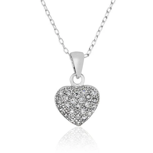 religious cross necklace for men -Molly and Emma Sterling Silver Children's Cubic Zirconia Heart Necklace