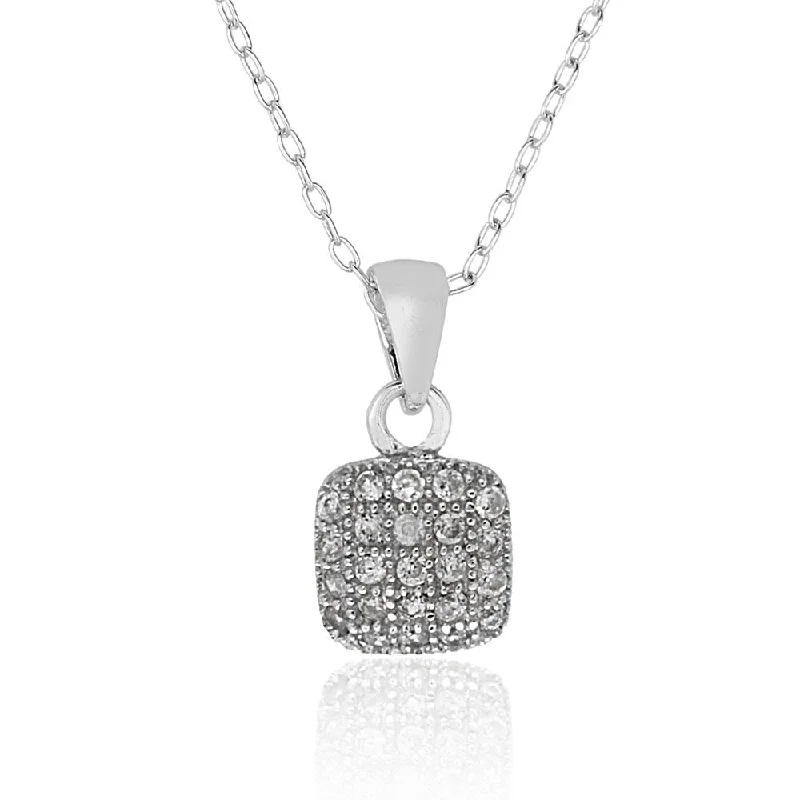 zodiac sign necklace for gifts -Molly and Emma Sterling Silver Children's Cubic Zirconia Square Necklace