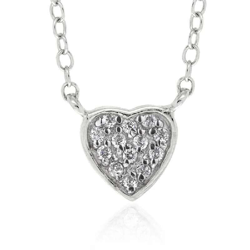 pearl necklace for brides -Molly and Emma Sterling Silver Children's CZ Heart Necklace