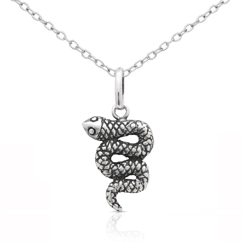 custom birthstone necklace for women -Molly and Emma Sterling Silver Snake Necklace