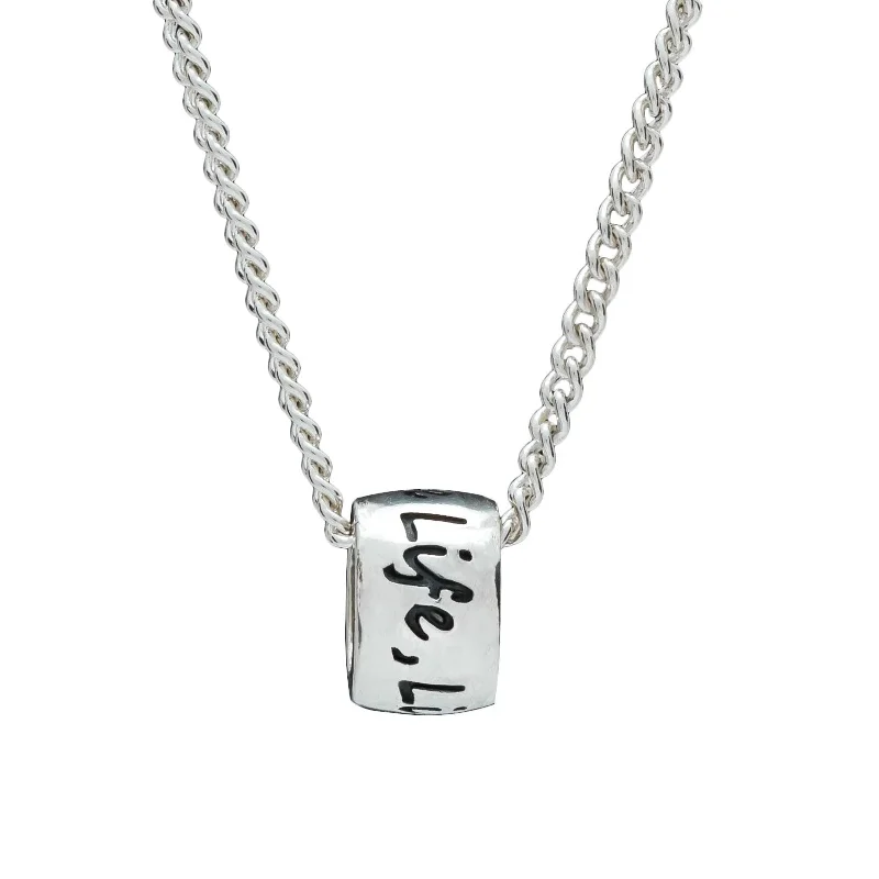 birthstone pendant necklace for mothers -One Life, Live It! Recycled Silver Necklace