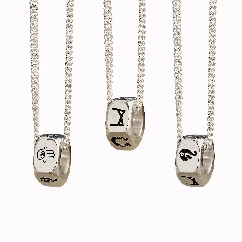 small pendant necklace for men -Personalised Travel Symbols Silver Necklace