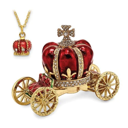 delicate gold necklace for daily wear -Red & Gold Royal Carriage Trinket Box