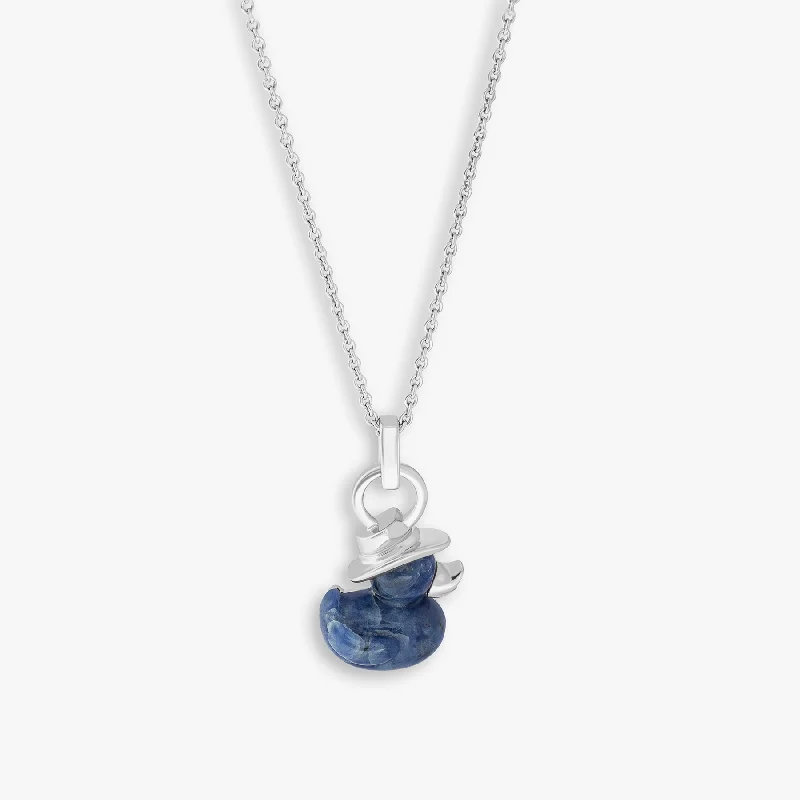 colorful stone necklace for girls -Sterling silver Duck Rodeo necklace with sodalite