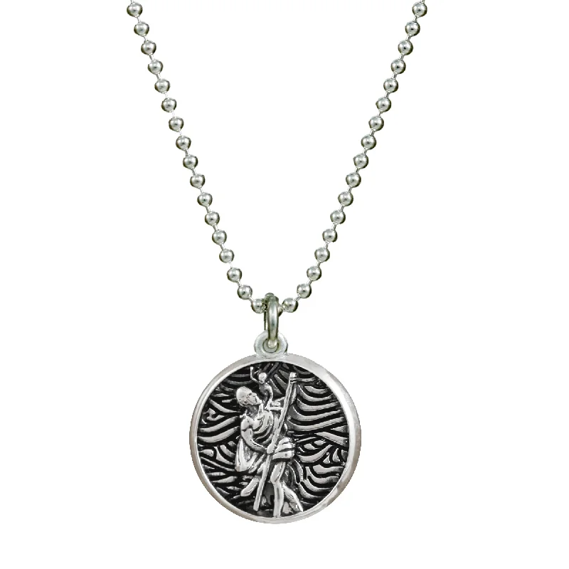 gold necklace for women -Storm Guardian Small Silver St Christopher Necklace